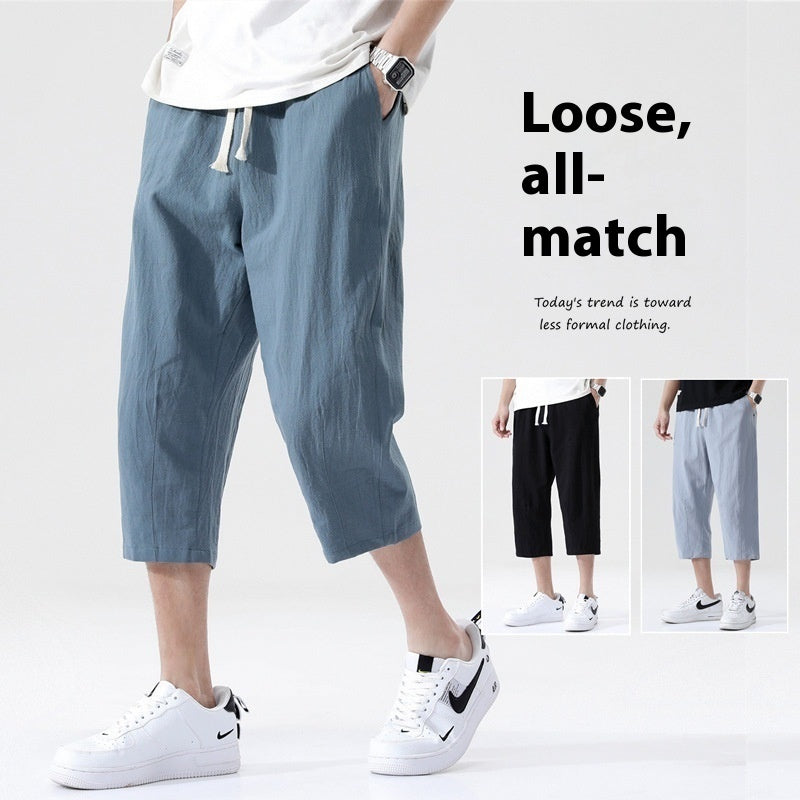 Loose Men's Korean-style Plus Size Cotton And Linen