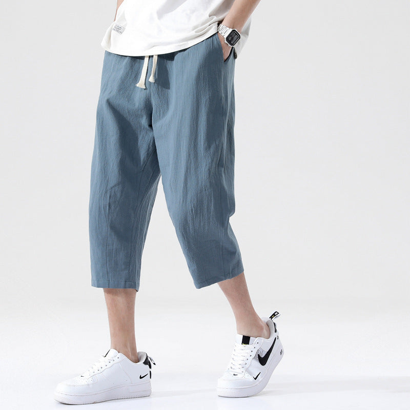 Loose Men's Korean-style Plus Size Cotton And Linen